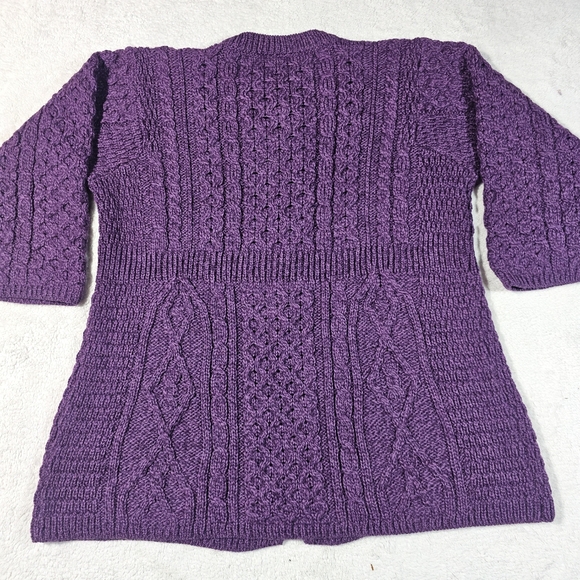 Kilronan Knitwear Purple Merino Wool Cardigan Sweater Size M - Picture 5 of 9
